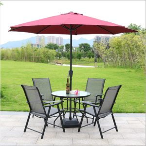 Aluminum Alloy Outside Backyard Eating Set: Rectangular Desk with Chairs for Terrace Use