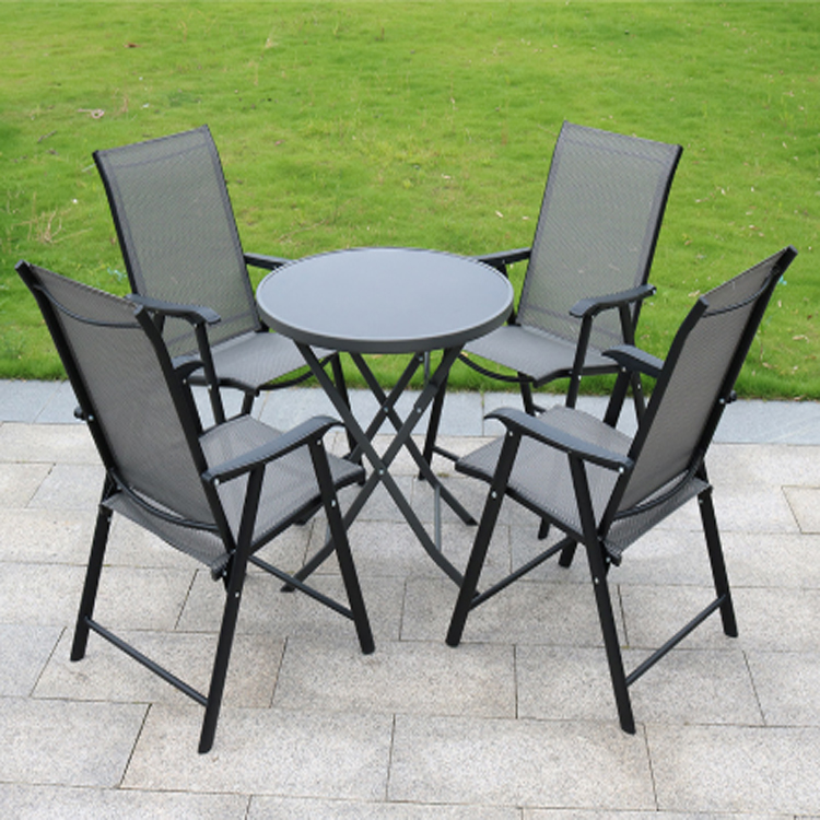 Aluminum Alloy Outside Backyard Eating Set: Rectangular Desk with Chairs for Terrace Use