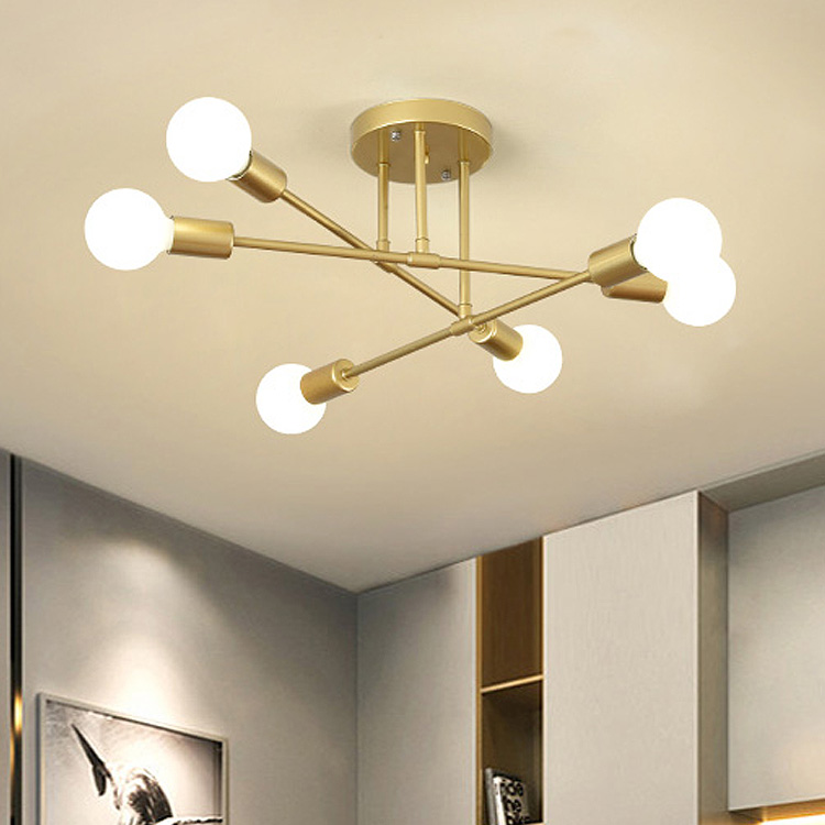 Fashionable Spherical Iron LED Pendant Gentle with A number of Rods – American Design Chandelier for Dwelling Room