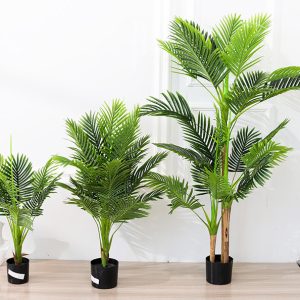 Outside Synthetic Vegetation: Potted Monstera, Bonsai Ficus, Palm, and Banana Timber – Plastic Dwelling Backyard Ornaments