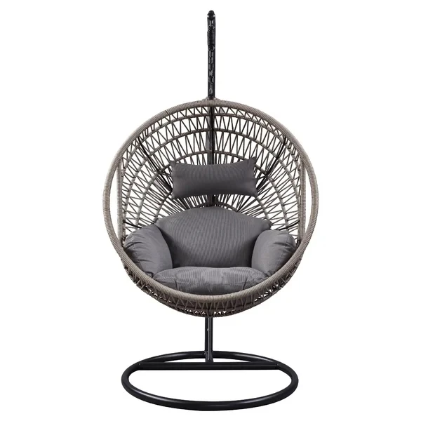 Up to date Egg-Formed Out of doors Backyard Wicker Rattan Hanging Patio Swing Chair with Stand for Indoor Use